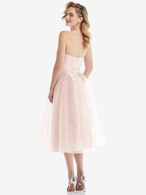 【NEW】【STYLE: D834】ストラップレス プリーツ スカート オルガンディ ミディ ドレス【COLOR: Blush】【SIZE: 00-30W】