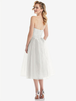 【NEW】【STYLE: D834】ストラップレス プリーツ スカート オルガンディ ミディ ドレス【COLOR: Starlight】【SIZE: 00-30W】