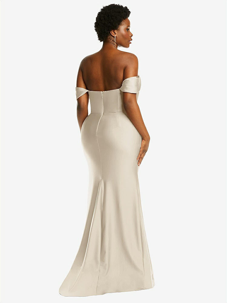 【STYLE: CS101】Off-the-Shoulder Corset Stretch Satin Mermaid Dress with Slight Train【COLOR: Champagne】