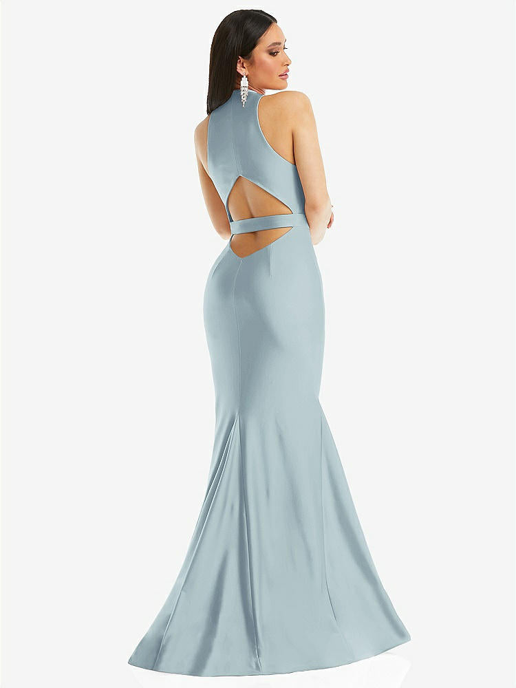 【STYLE: CS106】Plunge Neckline Cutout Low Back Stretch Satin Mermaid Dress【COLOR: Mist】