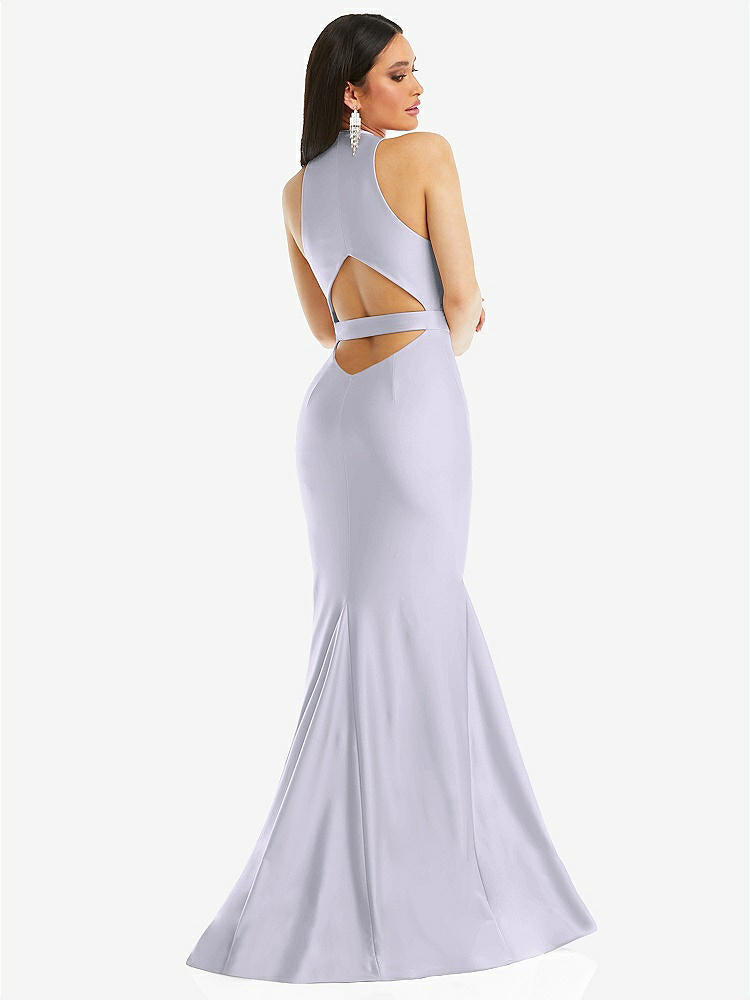 【NEW】【STYLE: CS106】プランジ ネックライン カットアウト 低 背面 ストレッチ サテン 人魚 ドレス【COLOR: Silver Dove】【SIZE: 00-30W】