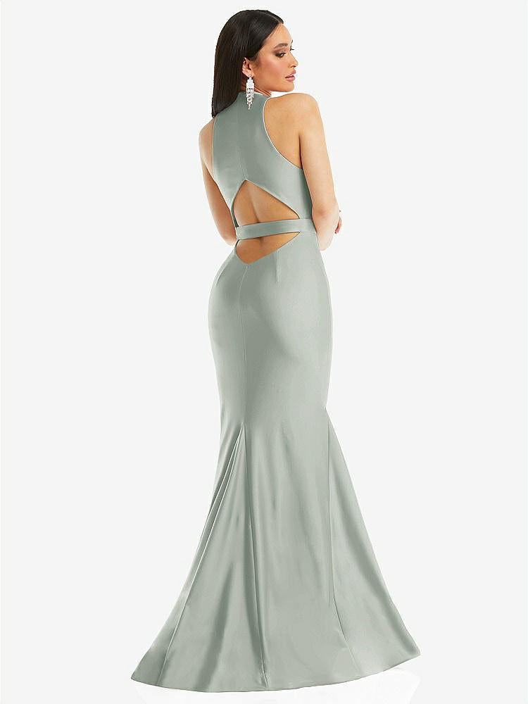 【STYLE: CS106】Plunge Neckline Cutout Low Back Stretch Satin Mermaid Dress【COLOR: Willow Green】