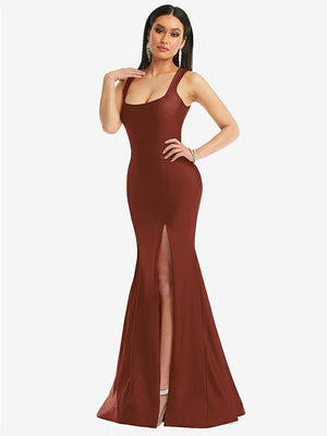 【NEW】【STYLE: CS113】正方形 首 ストレッチ サテン 人魚 ドレス わずかな 電車【COLOR: Auburn Moon】【SIZE: 00-30W】