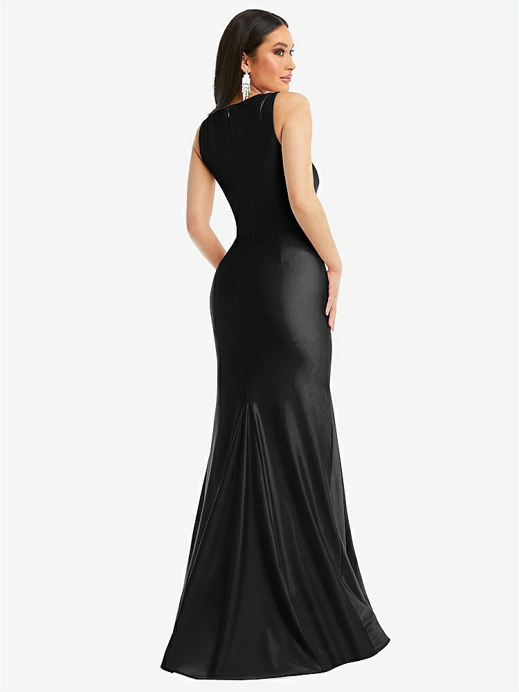 【STYLE: CS113】Square Neck Stretch Satin Mermaid Dress with Slight Train【COLOR: Black】