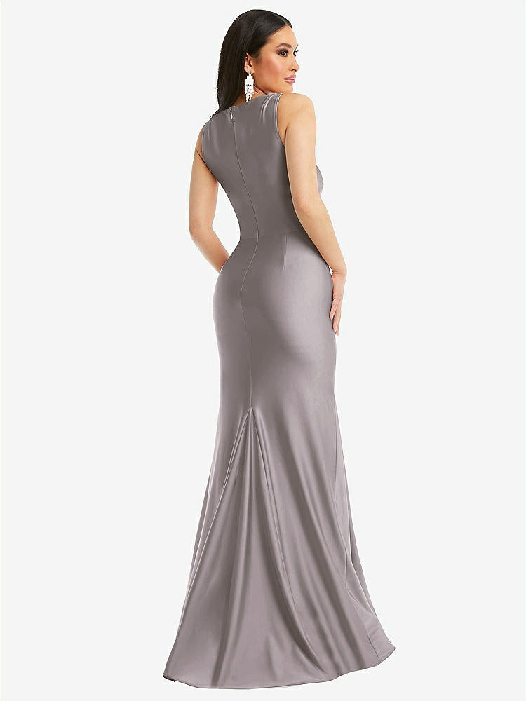 【NEW】【STYLE: CS113】正方形 首 ストレッチ サテン 人魚 ドレス わずかな 電車【COLOR: Cashmere Gray】【SIZE: 00-30W】