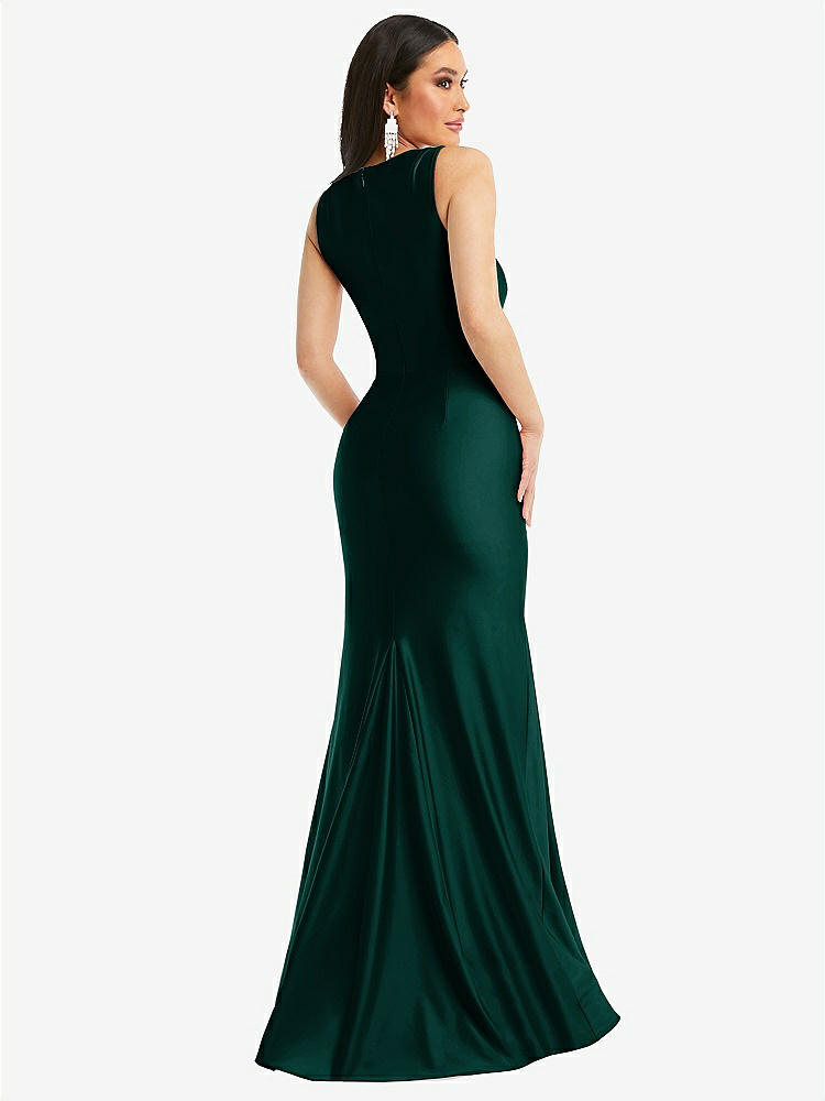 【STYLE: CS113】Square Neck Stretch Satin Mermaid Dress with Slight Train【COLOR: Evergreen】