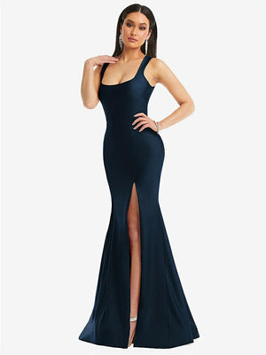 【NEW】【STYLE: CS113】正方形 首 ストレッチ サテン 人魚 ドレス わずかな 電車【COLOR: Midnight Navy】【SIZE: 00-30W】