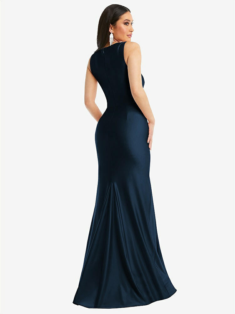 【STYLE: CS113】Square Neck Stretch Satin Mermaid Dress with Slight Train【COLOR: Midnight Navy】