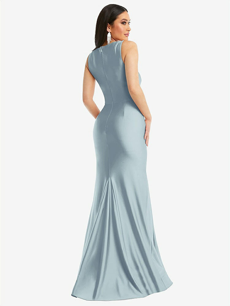 【STYLE: CS113】Square Neck Stretch Satin Mermaid Dress with Slight Train【COLOR: Mist】