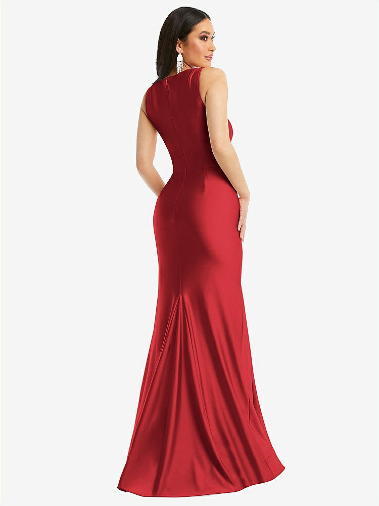 【NEW】【STYLE: CS113】正方形 首 ストレッチ サテン 人魚 ドレス わずかな 電車【COLOR: Poppy Red】【SIZE: 00-30W】