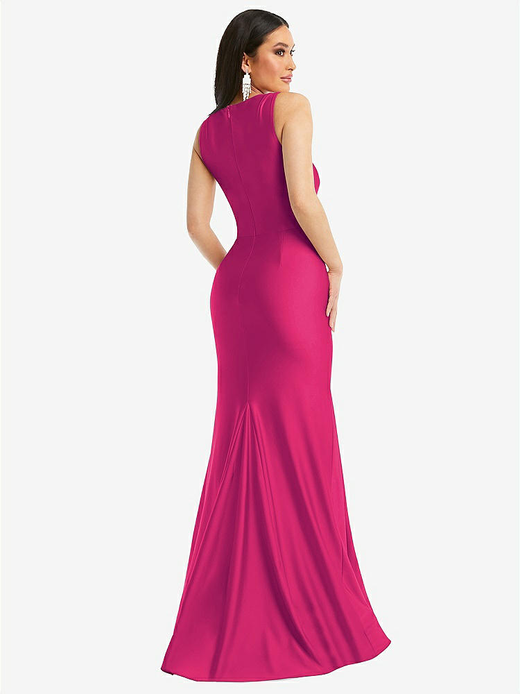【STYLE: CS113】Square Neck Stretch Satin Mermaid Dress with Slight Train【COLOR: Think Pink】