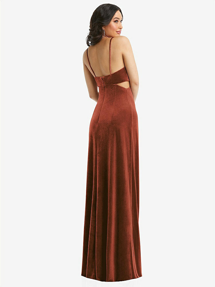 【NEW】【STYLE: 6866】Spaghetti ストラップ 切り抜き MIDIFF ベルベット MAXI ドレス【COLOR: Auburn Moon】【SIZE: 00-30W】