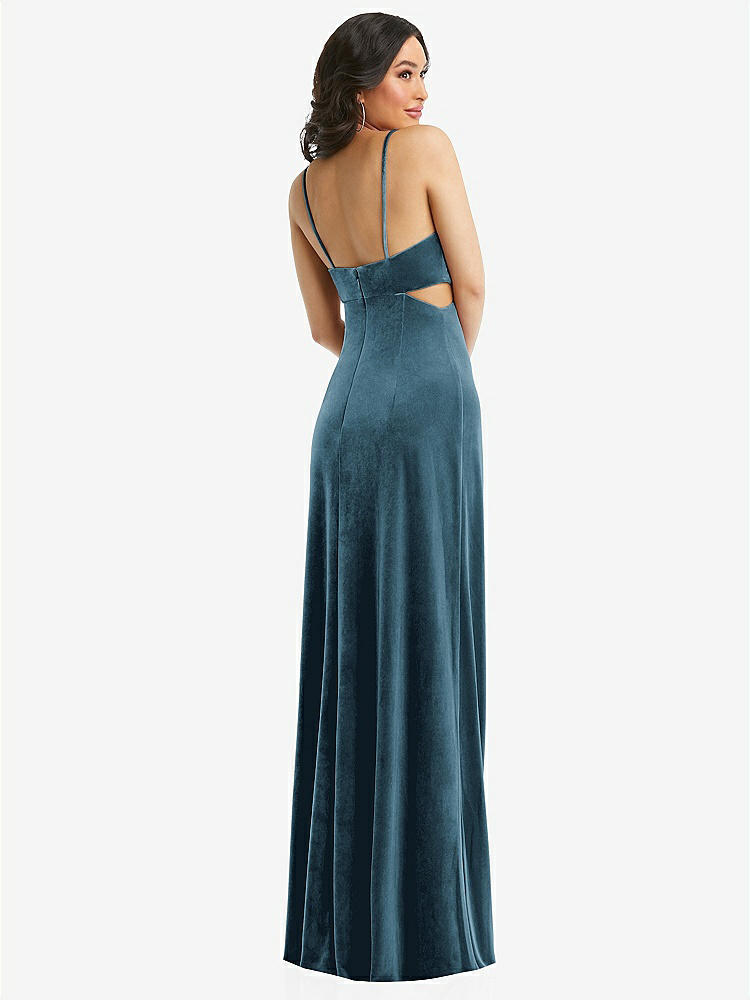 【NEW】【STYLE: 6866】Spaghetti ストラップ 切り抜き MIDIFF ベルベット MAXI ドレス【COLOR: Dutch Blue】【SIZE: 00-30W】