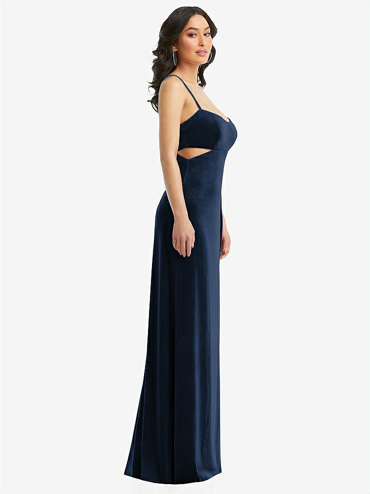 【NEW】【STYLE: 6866】Spaghetti ストラップ 切り抜き MIDIFF ベルベット MAXI ドレス【COLOR: Midnight Navy】【SIZE: 00-30W】