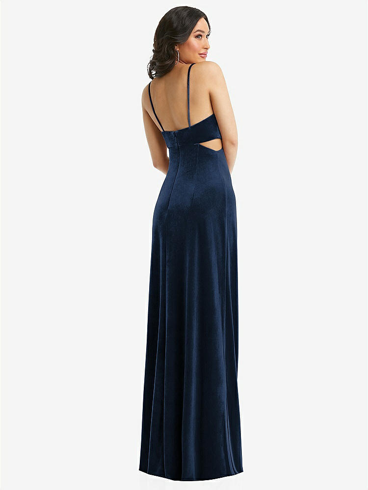 【NEW】【STYLE: 6866】Spaghetti ストラップ 切り抜き MIDIFF ベルベット MAXI ドレス【COLOR: Midnight Navy】【SIZE: 00-30W】