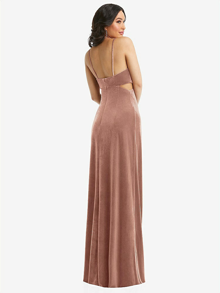 【NEW】【STYLE: 6866】Spaghetti ストラップ 切り抜き MIDIFF ベルベット MAXI ドレス【COLOR: Tawny Rose】【SIZE: 00-30W】