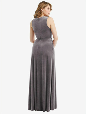【NEW】【STYLE: 6871】ディープ V-Neveless Velvet Maxi ドレス ポケット付き【COLOR: Caviar Gray】【SIZE: 00-30W】