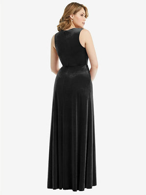 【NEW】【STYLE: 6871】ディープ V-Neveless Velvet Maxi ドレス ポケット付き【COLOR: Black】【SIZE: 00-30W】