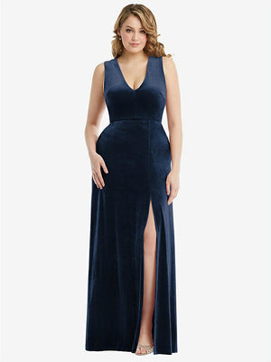 【NEW】【STYLE: 6871】ディープ V-Neveless Velvet Maxi ドレス ポケット付き【COLOR: Midnight Navy】【SIZE: 00-30W】