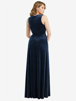 【NEW】【STYLE: 6871】ディープ V-Neveless Velvet Maxi ドレス ポケット付き【COLOR: Midnight Navy】【SIZE: 00-30W】