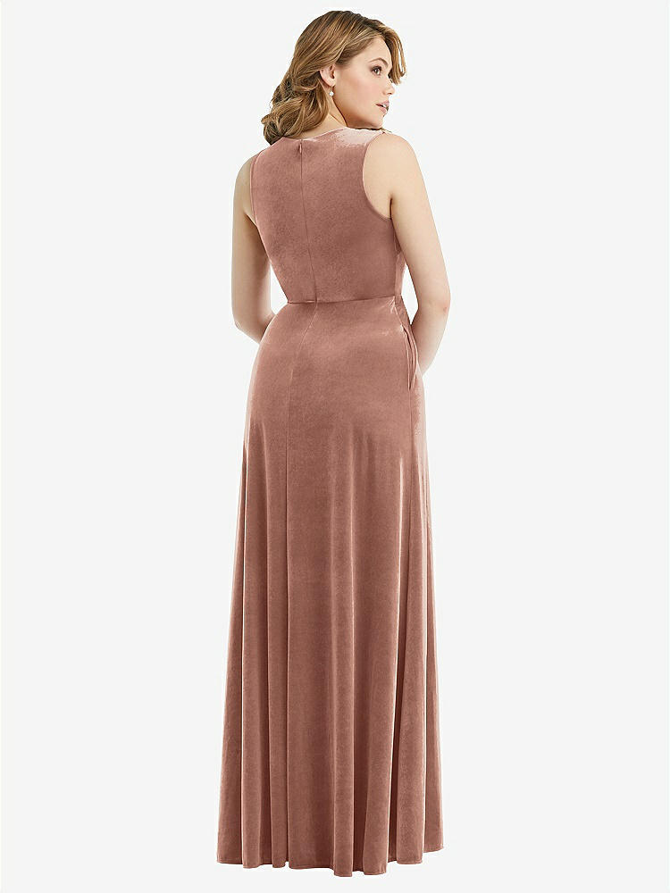 【NEW】【STYLE: 6871】ディープ V-Neveless Velvet Maxi ドレス ポケット付き【COLOR: Tawny Rose】【SIZE: 00-30W】