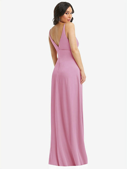 【NEW】【STYLE: 6869】スキニー ストラップ プランジ ネックライン マキシ ドレス 弓 詳細【COLOR: Powder Pink】【SIZE: 00-30W】