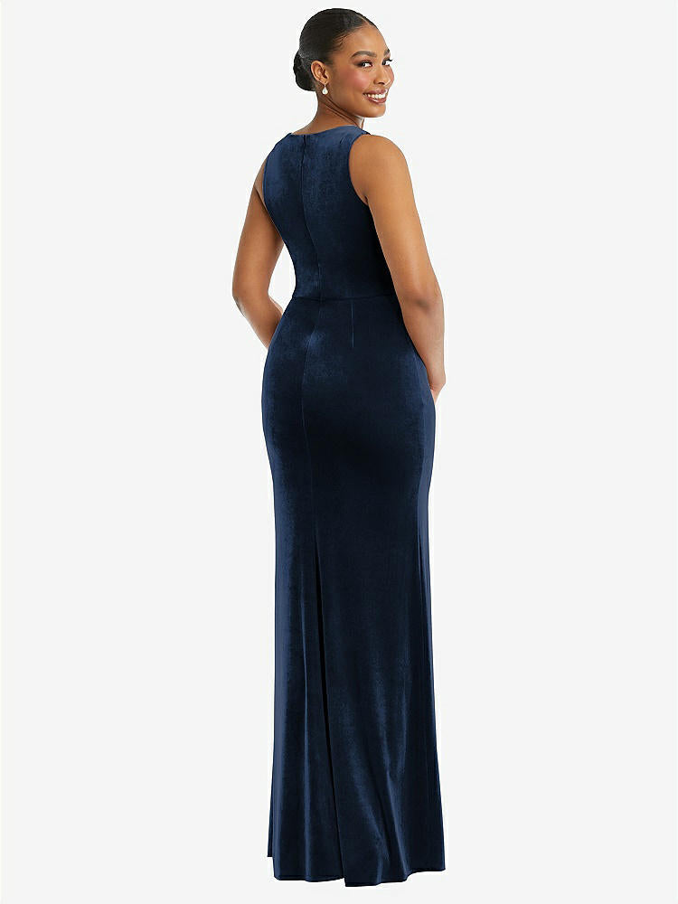 【NEW】【STYLE: 6870】正方形 首 閉じた 背中 ベルベット マキシ ドレス 【COLOR: Midnight Navy】【SIZE: 00-30W】