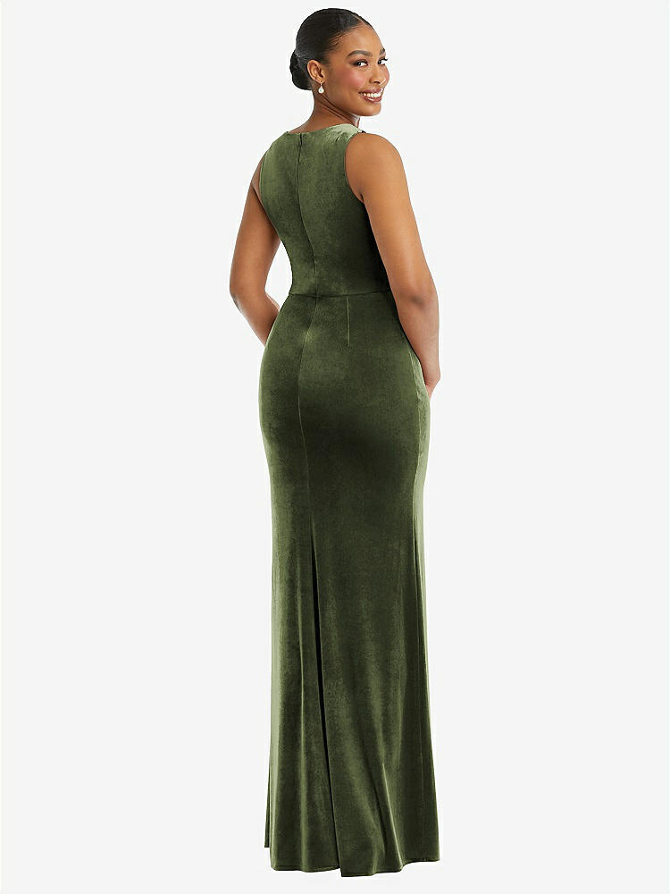 【STYLE: 6870】Square Neck Closed Back Velvet Maxi Dress 【COLOR: Olive Green】