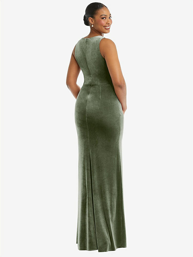 【STYLE: 6870】Square Neck Closed Back Velvet Maxi Dress 【COLOR: Sage】