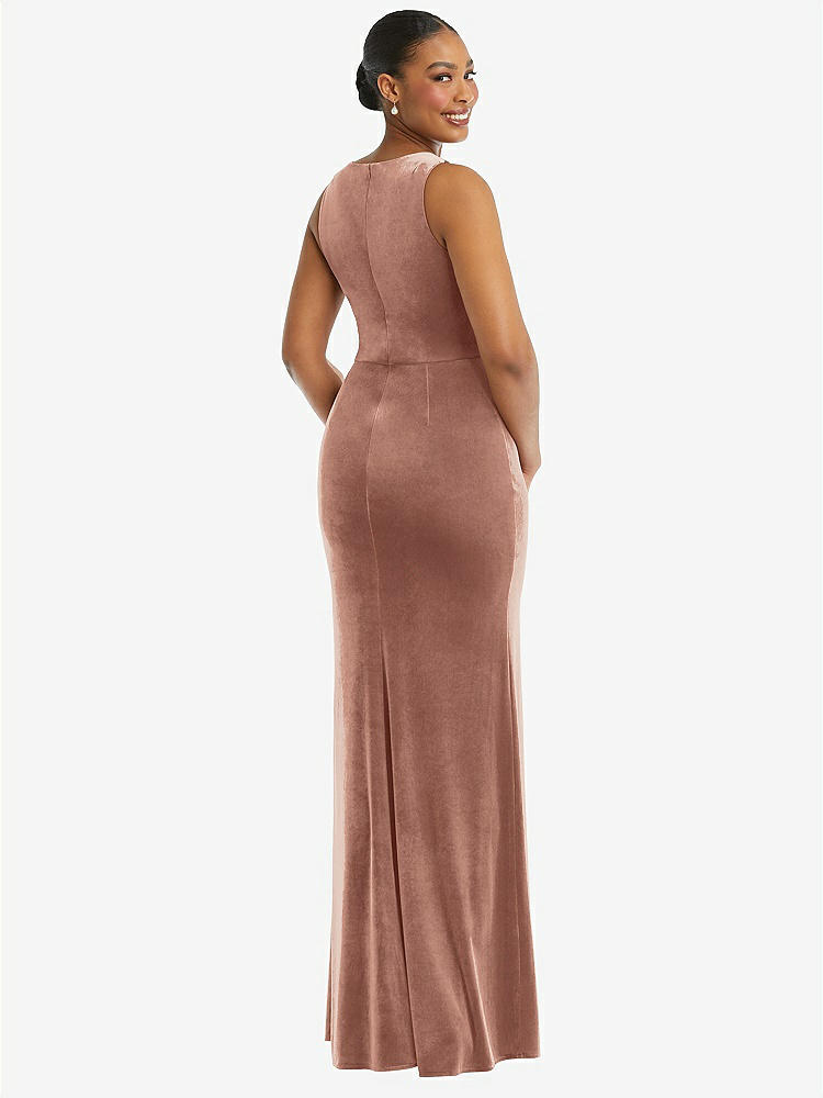 【STYLE: 6870】Square Neck Closed Back Velvet Maxi Dress 【COLOR: Tawny Rose】