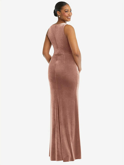 【STYLE: 6870】Square Neck Closed Back Velvet Maxi Dress 【COLOR: Tawny Rose】