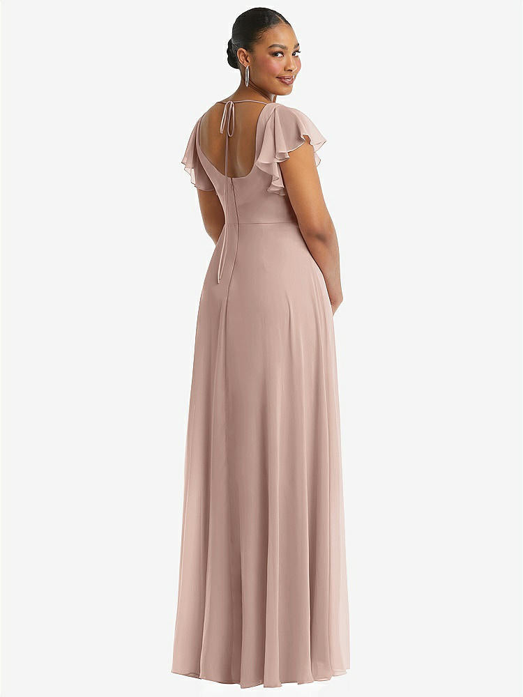 【NEW】【STYLE: 1568】フラッター 袖 スクープ オープンバック シフォン マキシ ドレス【COLOR: Bliss】【SIZE: 00-30W】
