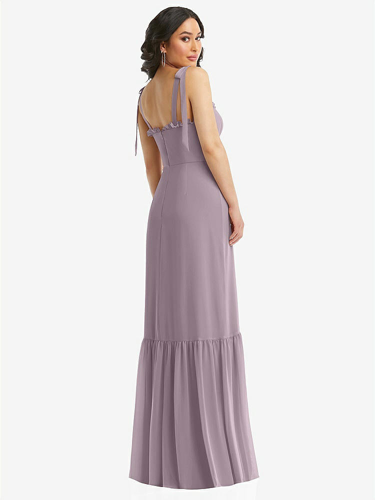 【NEW】【STYLE: 1570】タイショルダー ビュスティア ボディス フリルヘム マキシ ドレス【COLOR: Lilac Dusk】【SIZE: 00-30W】