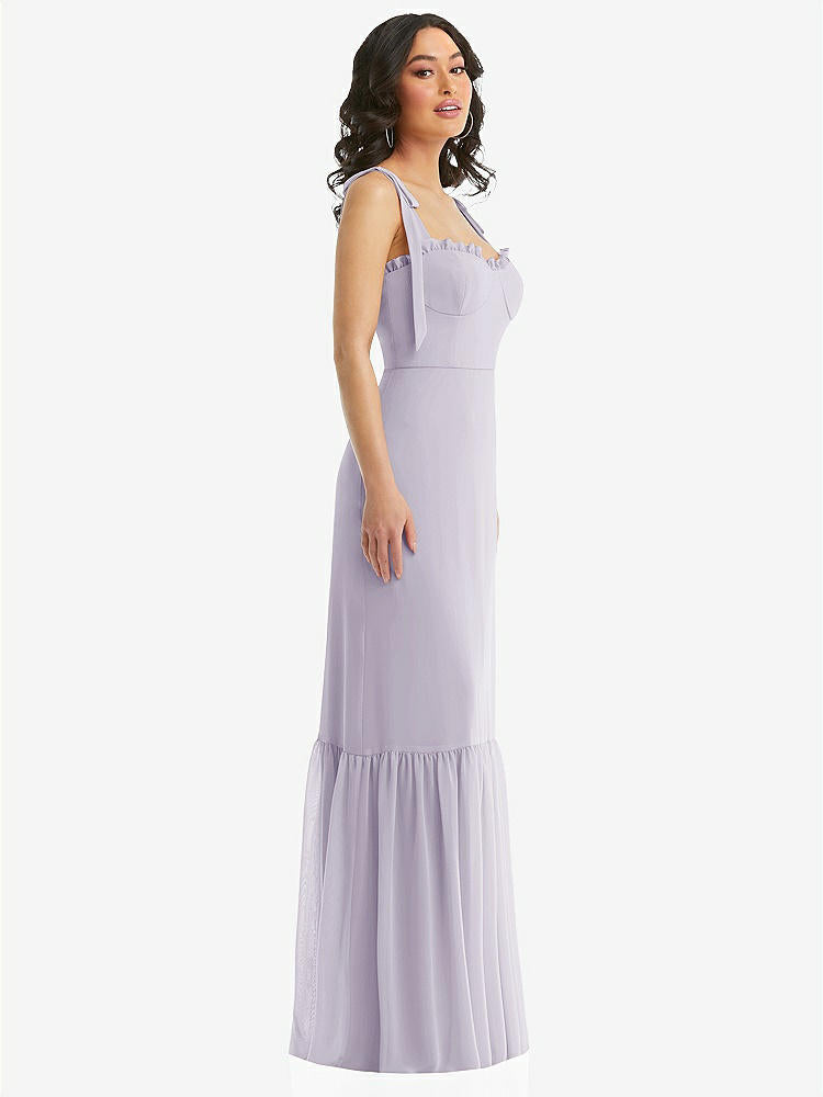 【STYLE: 1570】Tie-Shoulder Bustier Bodice Ruffle-Hem Maxi Dress【COLOR: Moondance】
