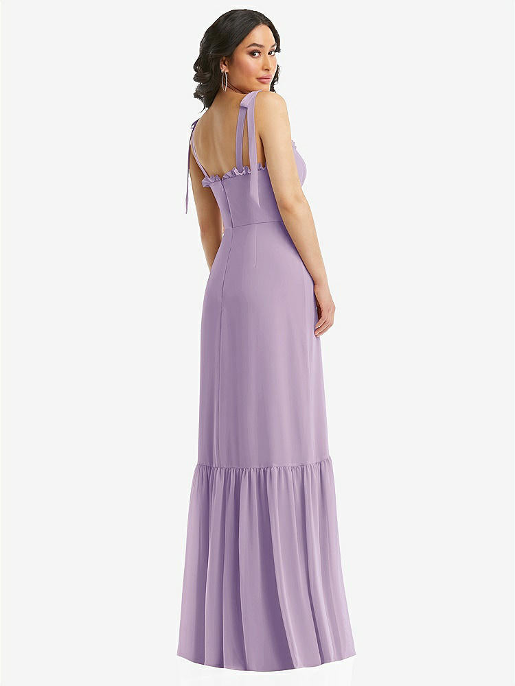 【NEW】【STYLE: 1570】タイショルダー ビュスティア ボディス フリルヘム マキシ ドレス【COLOR: Pale Purple】【SIZE: 00-30W】