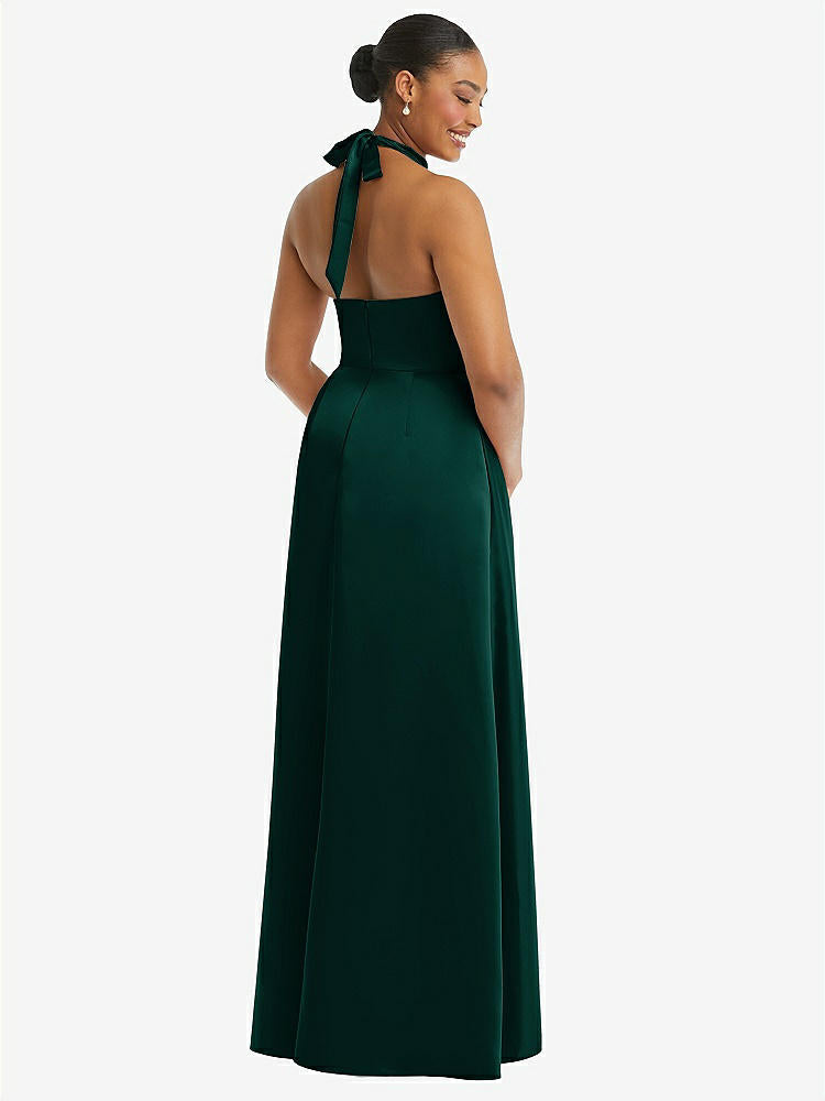 【NEW】【STYLE: 3113】ハイネック ネクタイバック ホルター カスケード 高 低 マキシ ドレス【COLOR: Evergreen】【SIZE: 00-30W】