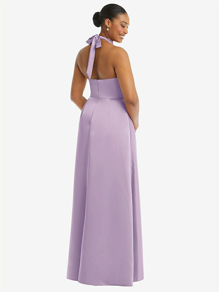 【NEW】【STYLE: 3113】ハイネック ネクタイバック ホルター カスケード 高 低 マキシ ドレス【COLOR: Pale Purple】【SIZE: 00-30W】