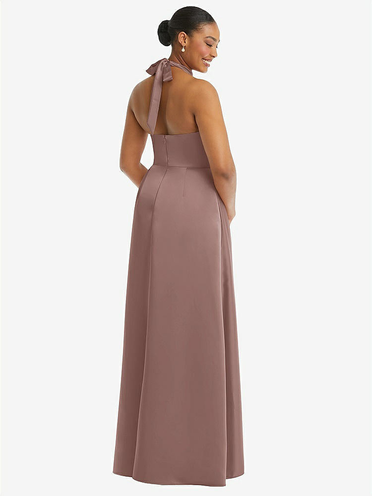 【STYLE: 3113】High-Neck Tie-Back Halter Cascading High Low Maxi Dress【Sienna】