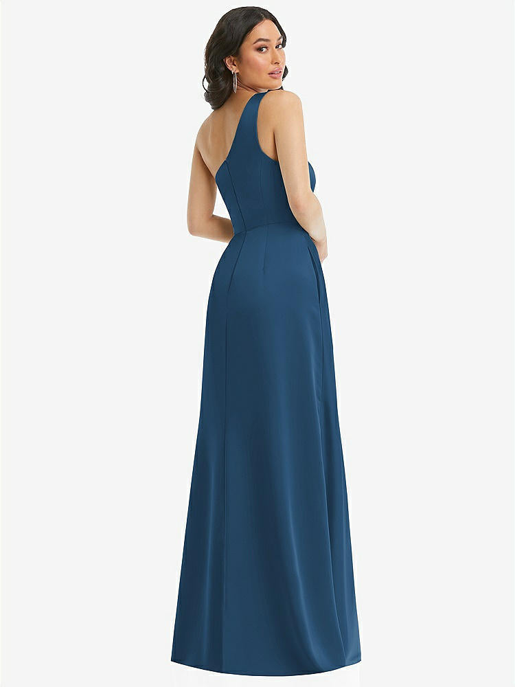 【NEW】【STYLE: 3114】ワンショルダー 高 低 マキシ ドレス ポケット付き【COLOR: Dusk Blue】【SIZE: 00-30W】
