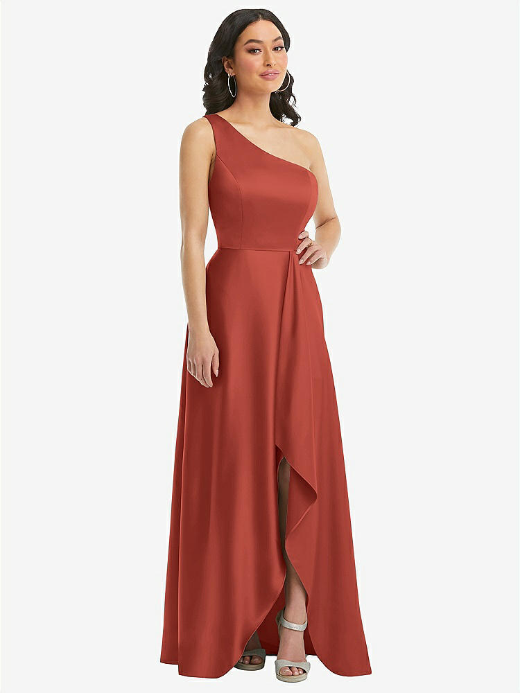【STYLE: 3114】One-Shoulder High Low Maxi Dress with Pockets【COLOR: Amber Sunset】