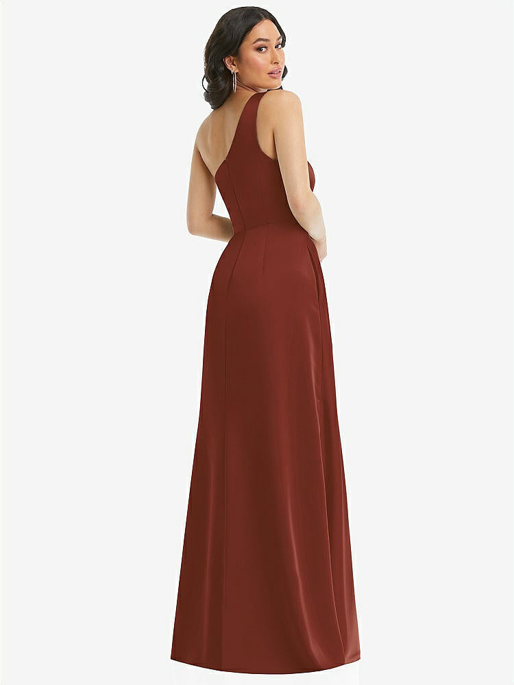 【STYLE: 3114】One-Shoulder High Low Maxi Dress with Pockets【COLOR: Auburn Moon】