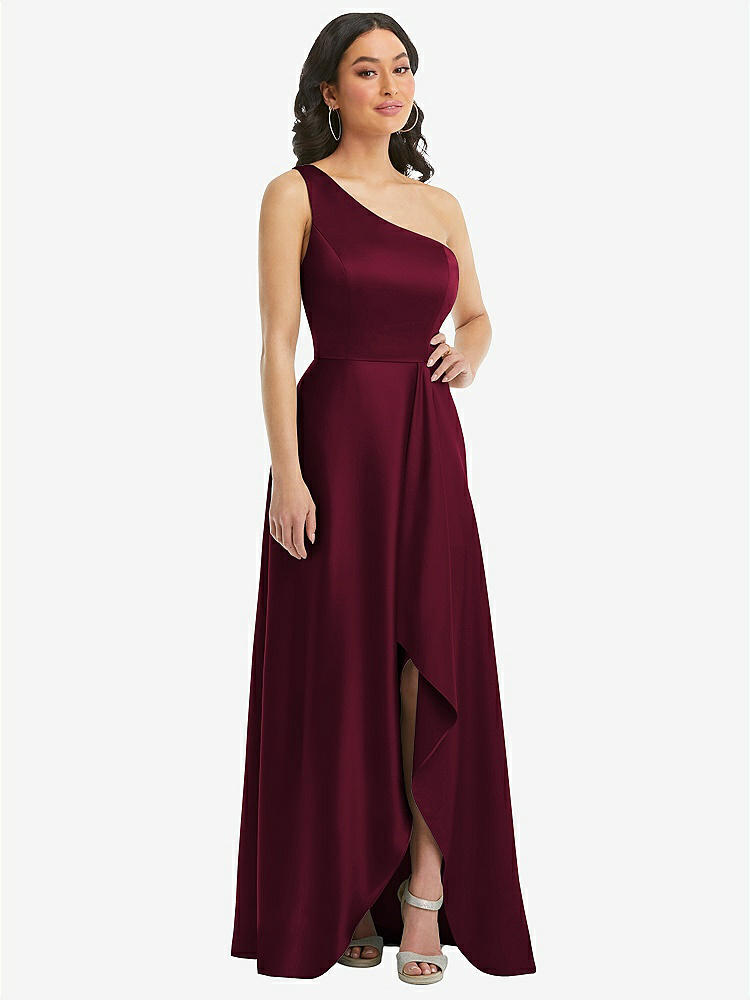 【NEW】【STYLE: 3114】ワンショルダー 高 低 マキシ ドレス ポケット付き【COLOR: Cabernet】【SIZE: 00-30W】