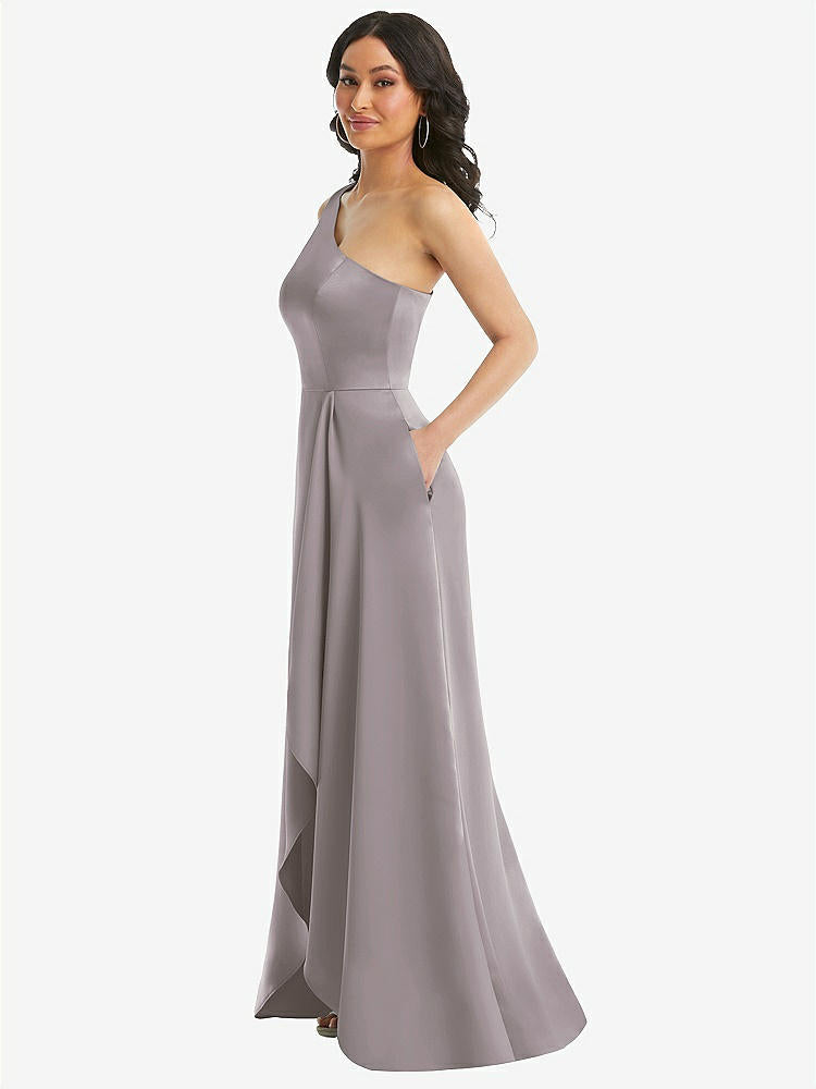 【NEW】【STYLE: 3114】ワンショルダー 高 低 マキシ ドレス ポケット付き【COLOR: Cashmere Gray】【SIZE: 00-30W】