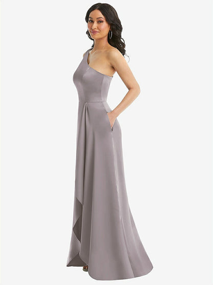 【NEW】【STYLE: 3114】ワンショルダー 高 低 マキシ ドレス ポケット付き【COLOR: Cashmere Gray】【SIZE: 00-30W】