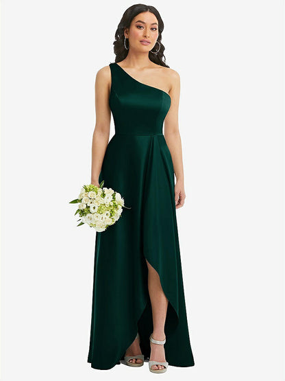 【NEW】【STYLE: 3114】ワンショルダー 高 低 マキシ ドレス ポケット付き【COLOR: Evergreen】【SIZE: 00-30W】