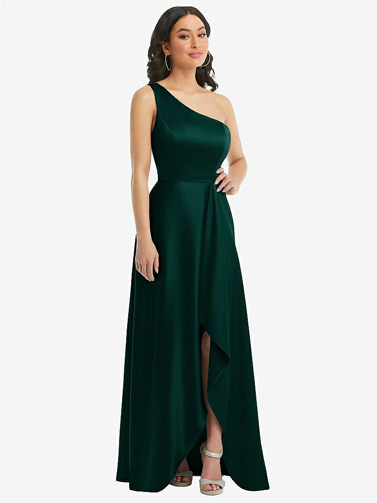 【NEW】【STYLE: 3114】ワンショルダー 高 低 マキシ ドレス ポケット付き【COLOR: Evergreen】【SIZE: 00-30W】