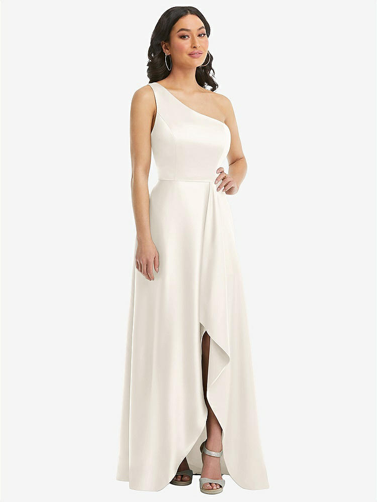 【STYLE: 3114】One-Shoulder High Low Maxi Dress with Pockets【COLOR: Ivory】