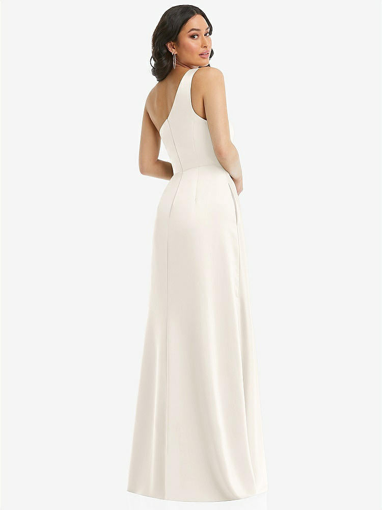 【STYLE: 3114】One-Shoulder High Low Maxi Dress with Pockets【COLOR: Ivory】