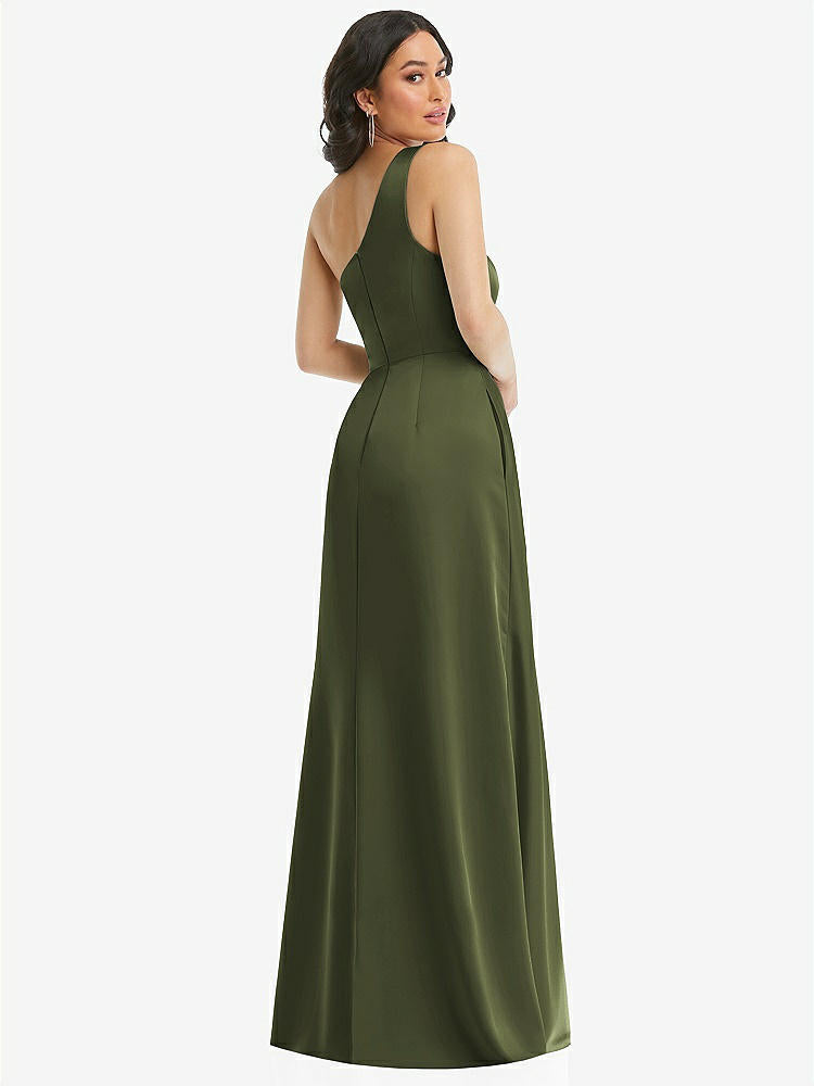 【NEW】【STYLE: 3114】ワンショルダー 高 低 マキシ ドレス ポケット付き【COLOR: Olive Green】【SIZE: 00-30W】