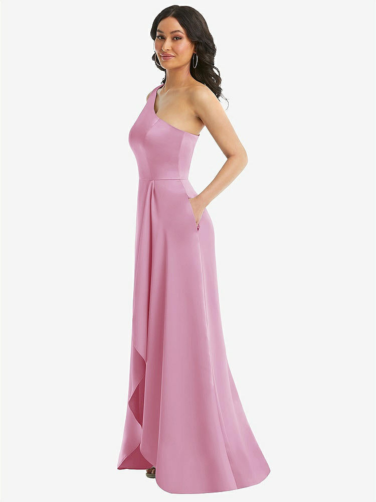 【NEW】【STYLE: 3114】ワンショルダー 高 低 マキシ ドレス ポケット付き【COLOR: Powder Pink】【SIZE: 00-30W】